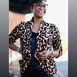 Cheetah Shawl Collar Blazer ( Only Small Left)